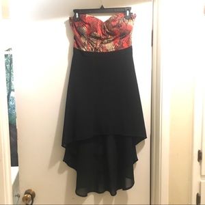 High Low Strapless Snakeskin Dress